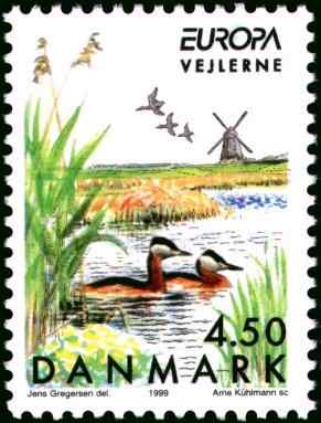 丹麦赤颈鸊鷉邮票