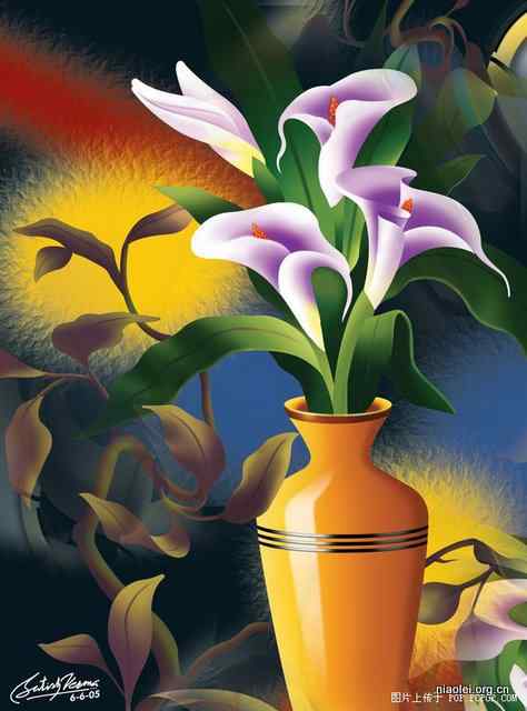 [组图]唯美的印度数字绘画 花草鸟类(47p)