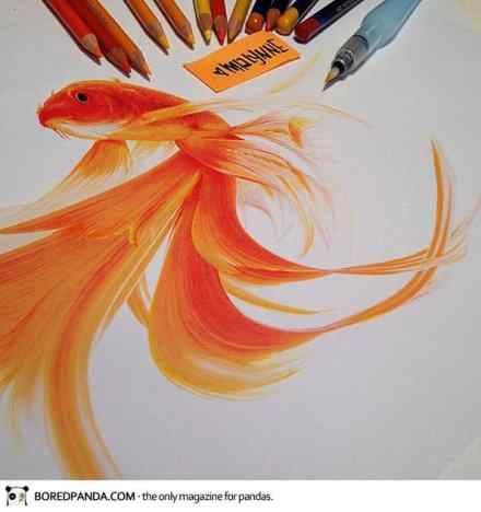 水溶彩铅动物绘画