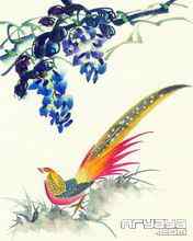 吉祥鸟水彩画手机壁纸