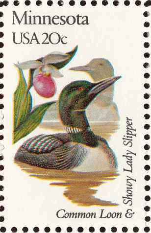 美国普通潜鸟邮票