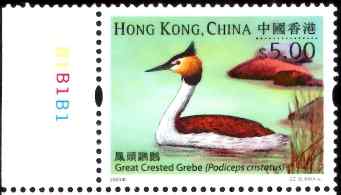 中国香港凤头鸊鷉邮票