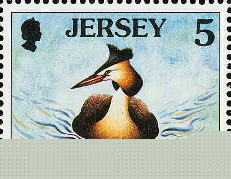 英国泽西岛凤头鸊鷉邮票