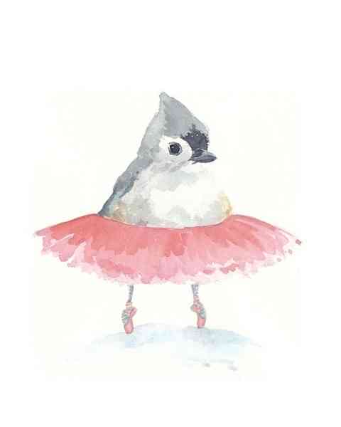 水彩画：美萌的小鸟穿上红裙，舞出我人生